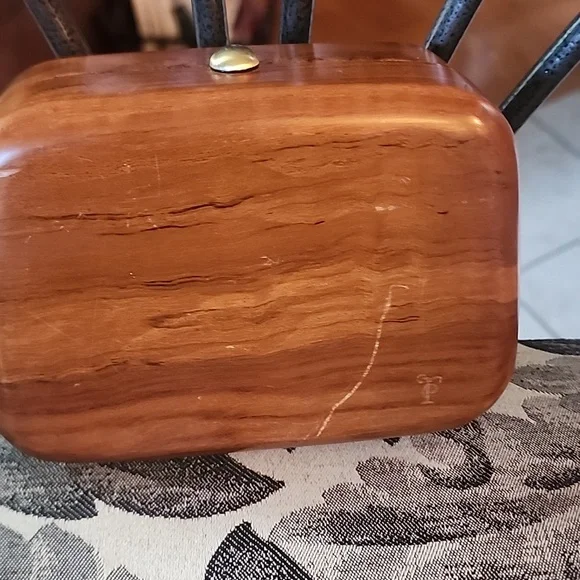 Chic Brown Wood and Blue Lotus Silk Design Clutch From Ranchana - Picture 5 of 10